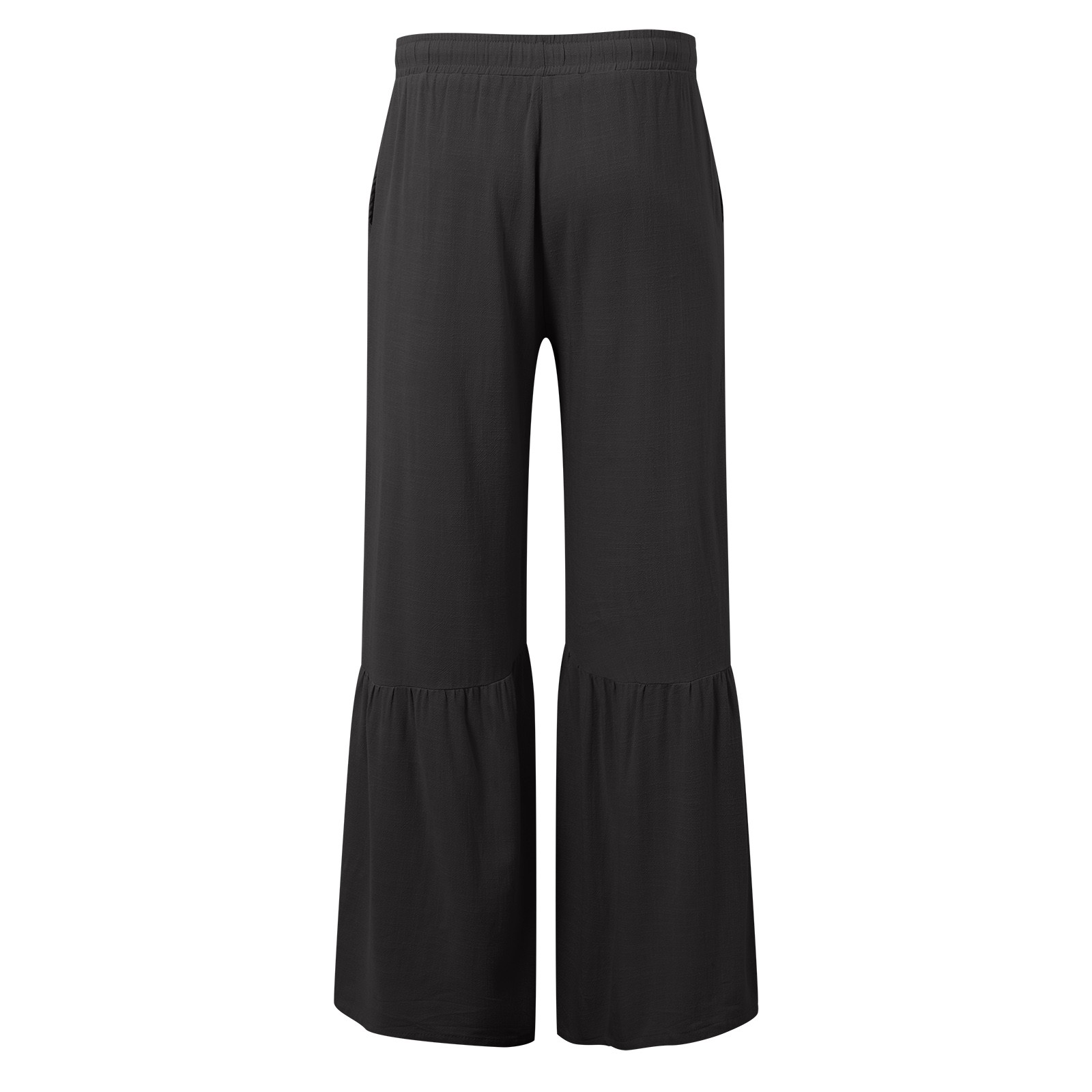 thumbnail image 4 of Pantalones acampanados de color liso con cintura elástica para hombre, primavera-verano - Pantalones informales de poliéster para vacaciones, 4 of 5